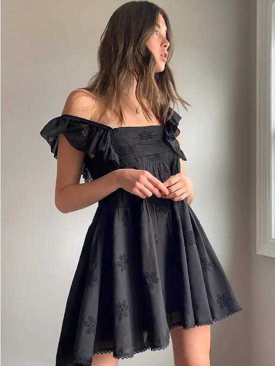 Aritzia Dresses & Skirts - Sunday Best Ebb Dress Off-Shoulder White Eyelet Mini Dress
